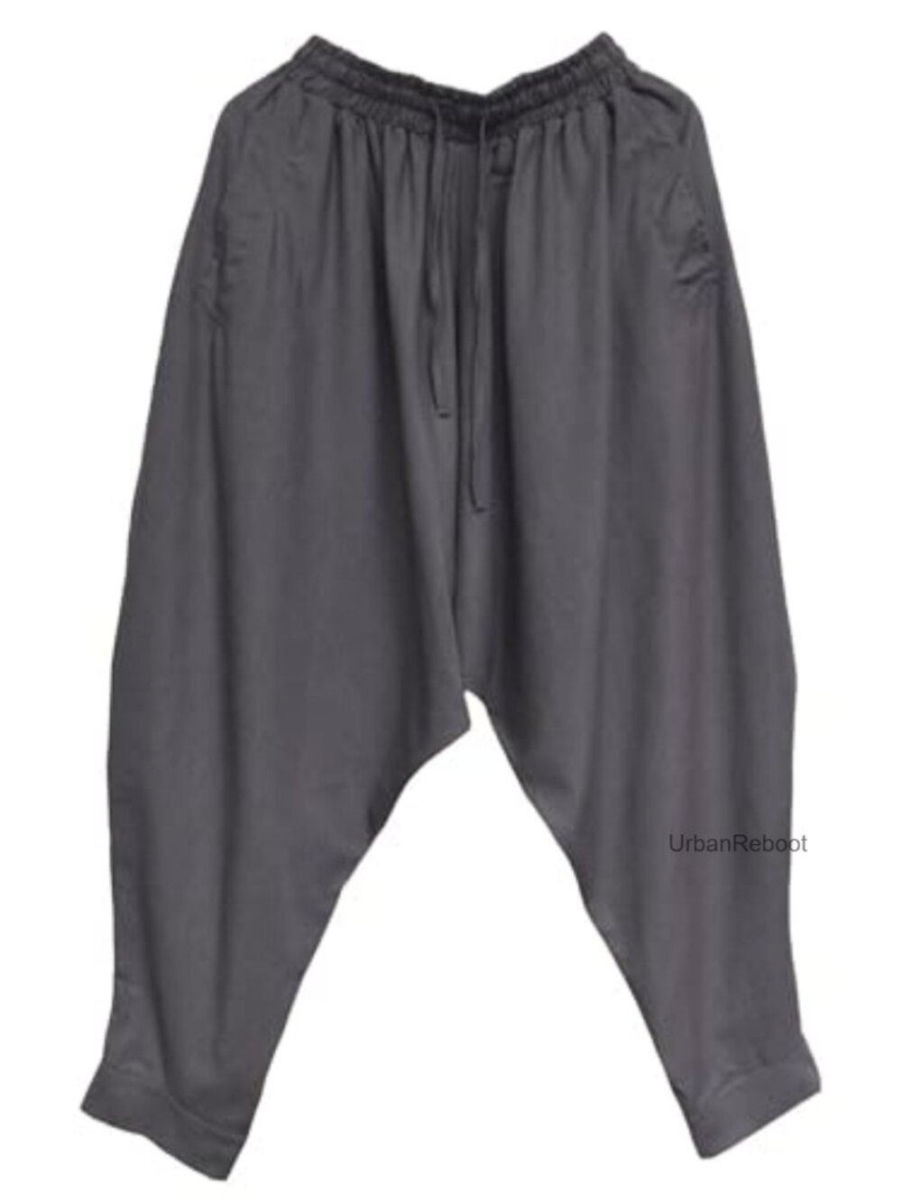 Men's Cotton Harem Pants Loose Drop Crotch Hippie Trouser Drawstring - Picture 4 of 4